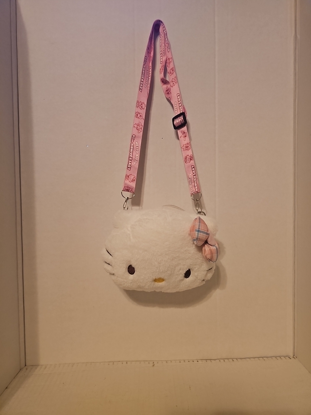 Hello Kitty Plush Crossbody Bag for Kids - White with Pink Strap